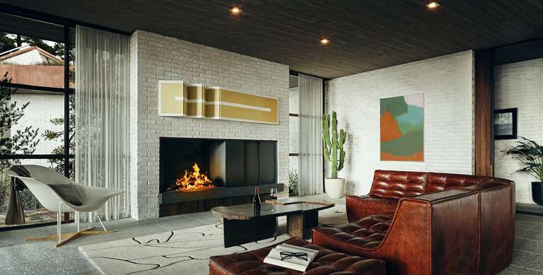 Luxurious living room with designer furniture